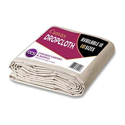 All Purpose Canvas Drop Cloth by CCS CHICAGO CANVAS & SUPPLY - Paint Tarp, Canvas Fabric, Drop Cloth Curtains, Paint Drop Cloth, Washable & Reusable Drop Cloth for Painting - 4 by 12 Feet Cover