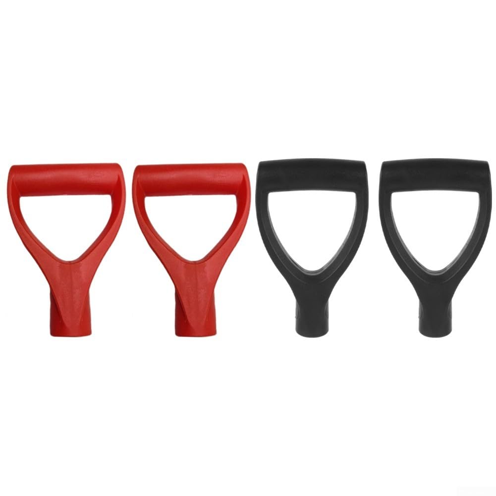 Plastic D Shaped Shovel Handle Replacement with Comfort Grip Design for Use with Various Garden and Snow Removal Tools (Black-2pcs)