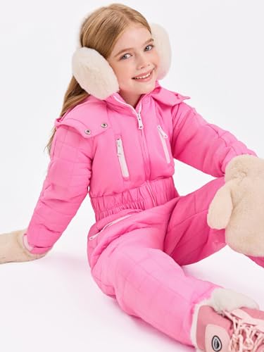 Image of Haloumoning Kid Snowsuit Girls Hooded Waterproof Insulated Ski Suit