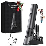 CIRCLE JOY Rechargeable Electric Wine Bottle Opener Set 7-in-1 Aluminum Alloy Wine Gift Set with 2-in-1 Electric Corkscrew & Vacuum Pump, Foil Cutter, Wine Pourer, Charging Base and 2 Wine Stoppers