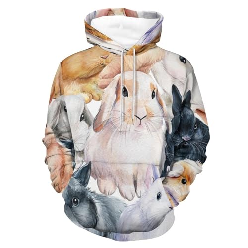 Hoodie mignons lapins unisexe en taille S pour homme et femme