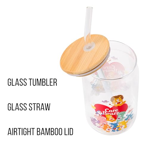 Image of Silver Buffalo Care Bears Heart Cousins Treat Pig, Glass Jar Tumbler, 16oz