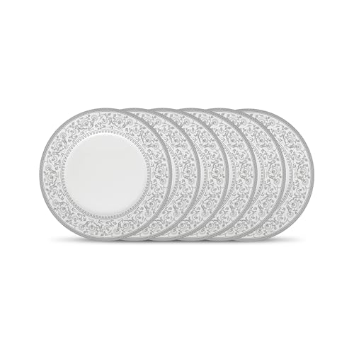 Image of La Opala Diva Sovrana Collection Opal Glass Crockery | Full Plate Set of 6 Persian Silver | Dinner Plate for Dining & Gifting | Microwave Safe | 100% Vegetarian | Extra Strong | Super Light & White
