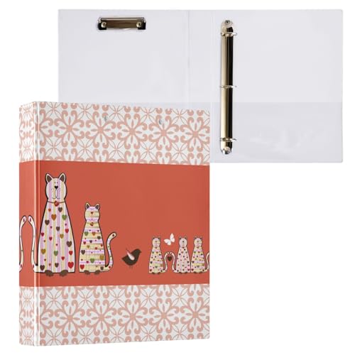 リングファイル ルーズリーフ バインダー a4 猫柄 花柄 和柄 ねこ Dリング 3穴 200枚収納 クリップ&収納ポケット付き 書類整理 事務用品