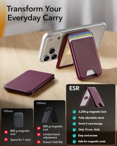 Image of ESR for MagSafe Wallet with Adjustable Stand, 5 Card Holder