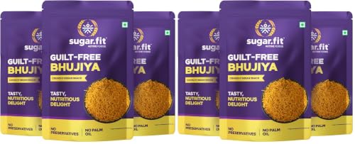 Image of Sugar.fit Guilt Free Bhujia, Low GI sugar free, high protein namkeen, no palm oil, no trans fat, diabetic friendly, healthy snack - 100g (Pack of 6)