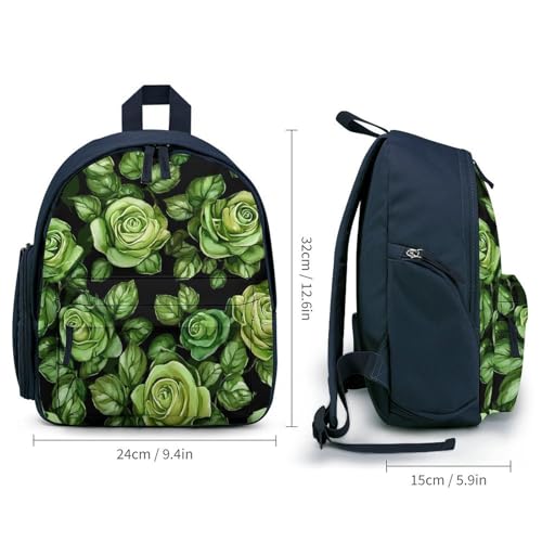 Green Rose Cute Backpack Lightweight Mini Shoulder Bag Travel Daypack for Camping Picnic Blue-style2