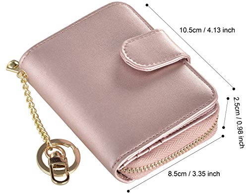 Beurlike Women's Rfid Credit Card Holder Organizer Case Leather Security Wallet (Upgrade A (10 Accordion/Key Ring) - Rose Gold #TOP6