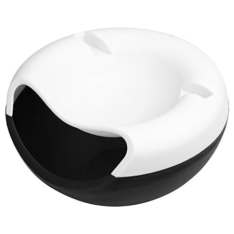 Chip and Dip Serving Dish Bowl for Snacks, Nuts, Seeds with Mobile Phone Holder, Black/White Cover