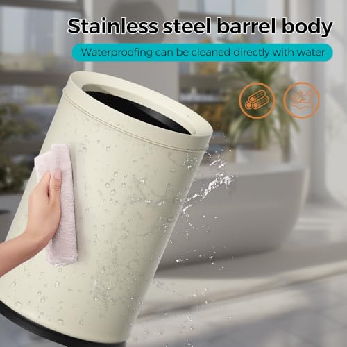 Caneca de basura metálica redonda 9L blanca miniatura 3