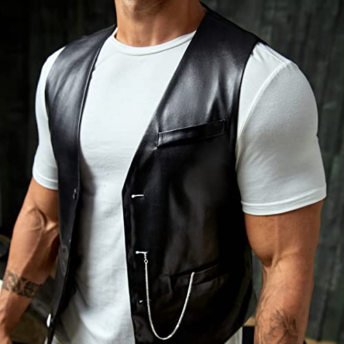 Verdusa Men's PU Leather Sleeveless Motorcycle Biker Vest Jacket3