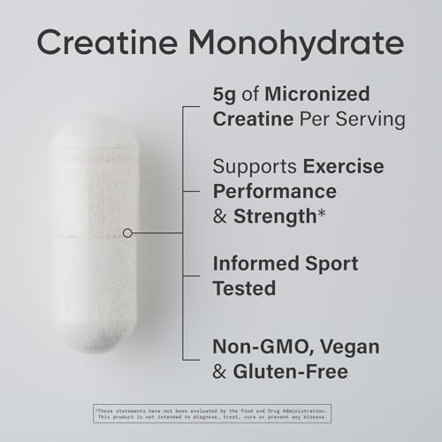 Sports Research® Creatine Monohydrate Capsules - Supports Workout Recovery, Lean Muscle gain, Performance and Strength* - Non-GMO, Vegan Certified - 5g per Servings - 30 Servings - Image 3