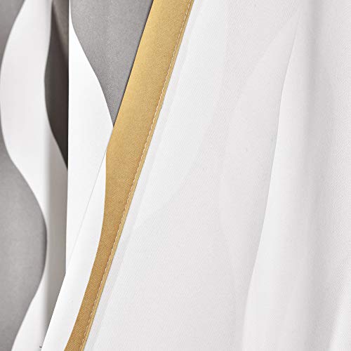 Lush Decor Mid Century Geo Light Filtering Window Curtain Panel Pair, 52" W x 84" L, Gold & Gray