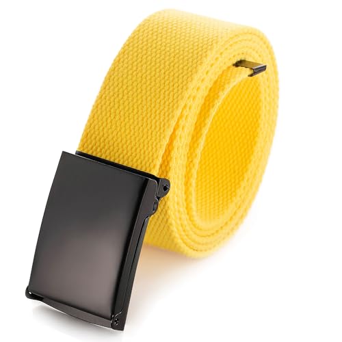 Image of Mile High Life Cut To Fit Canvas Web Belt Size Up to 52 inch with Flip-Top Solid Black Military Buckle