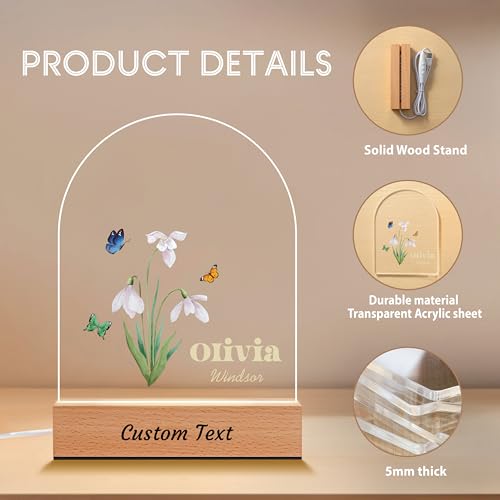 Lámpara nocturna personalizada para bebé con placa acrílica miniatura 5