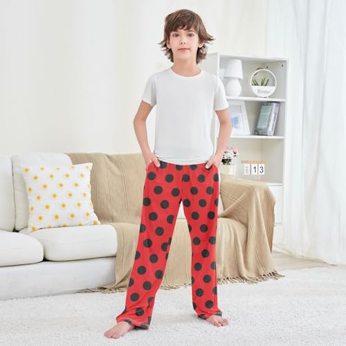 Boys' Pants Ladybug Red Black Long Bottoms Jogger Pants Elastic Waist Trousers with Pockets S-XL3