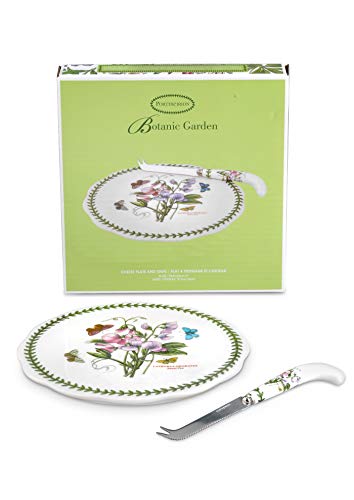 Portmeirion 601024 Botanic Garden Cheese Plate & Knife, 9"/8", White