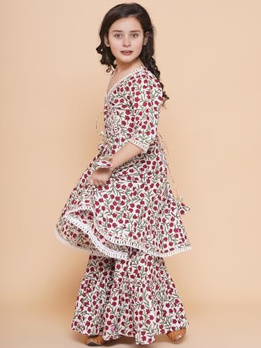 Naixa Girls Rayon Fabric Floral Printed 3/4 Sleeve Sharara Dress Set For All Occasion salwar suit