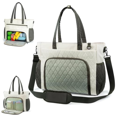 dabria Lunch Bags for Women, 15.6" Laptop Tote Bag with Insulated Lunch Compartment, Thermal Handbags for Work Picnic Teacher Nurse