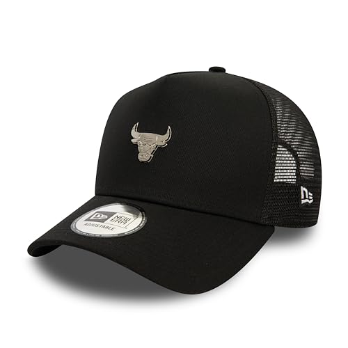 New Era Chicago Bulls NBA Gorra de Camionero Baloncesto Sombrero Ajustable Malla Negro Logo metálico