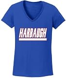 John Harbaugh New York Logo Ladies V-Neck Shirt T-Shirt Adult Medium Blue