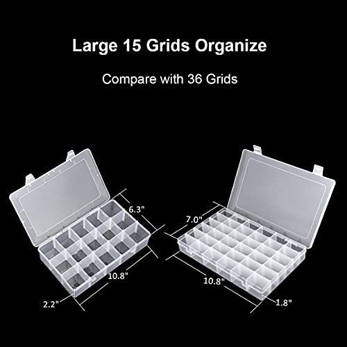 Snowkingdom 1803 Large 15 Grid Clear Organizer Box Adjustable Dividers thumb #3