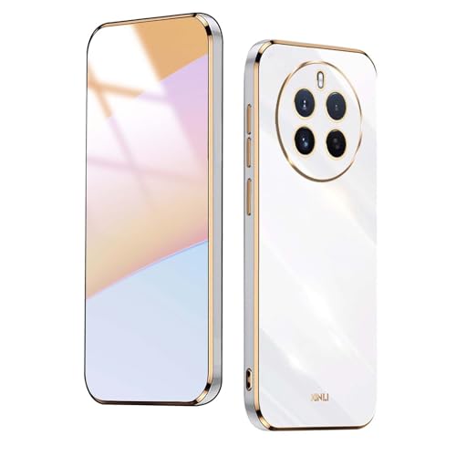 Cover per Realme 12 Pro 12 Pro+ Plus 5G Case Custodia in Morbida Bordo Dorato Della Placcatura Anti-Graffio Antiurto Protettiva Shell Bumper - silicone tpu bianco