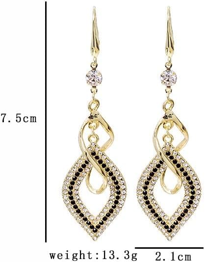 Black and Gold Earrings for Women Gold Dangle Earrings Long Swirl Infinity Drop Earring Double Linear Spiral Teardrop Earring Elegant Bridal Jewelry for Brides3
