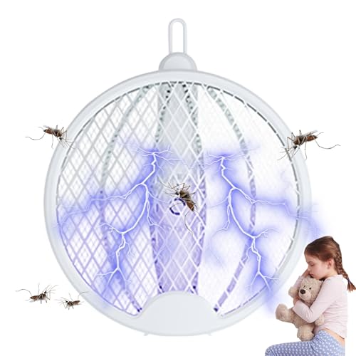 Raqueta de swatper de mosca eléctrica, fly swatter Electric | Plegado con mosca eléctrica inteligente Zapper - Suministros al aire libre seguros portátiles, equipo de campamento para deportes, barbaco