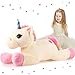 32 Pollici Peluche Unicorno Gigante Giocattoli Animali di Peluche Unicorno Beige Cuscino in Peluche Oversize Bambola Morbida Grande per Decorazioni di Compleanno Unicorno