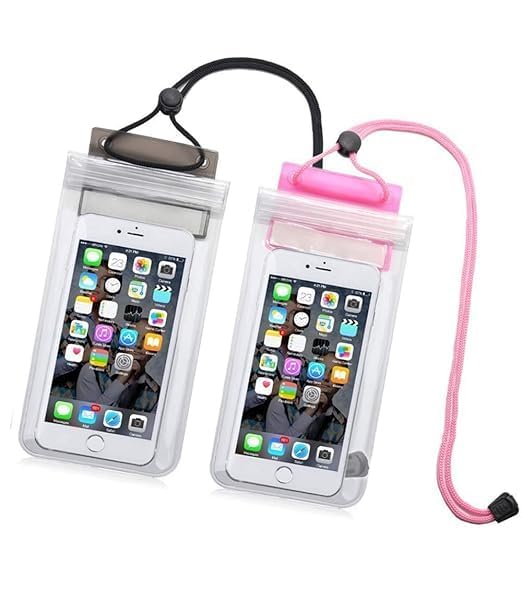 Image of (Multicolor Waterproof All Mobile Phone Pouch Rain Cover for All Types of Phone Transparent (Pack of 2)