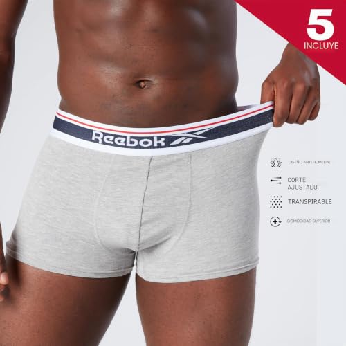 Pack de 5 Reebok Jay Trunks Hombre bóxers clásicos de algodón elástico 5