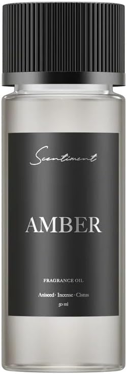 Scentiment Amber Fragrance Oil – Cardamom, Leather, Lemon with Cinnamon & Sandalwood Scent for Diffusers, Aromatherapy Oil (50ml)