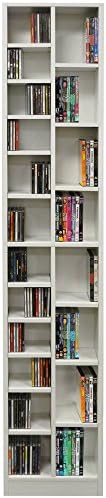 WATSONS BLOCK - Tall Sleek 360 CD / 160 DVD Media Storage Tower Shelves - White
