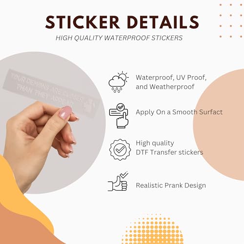 Image of Your Demons White Halloween Vanity Mirror Decals - 2 pcs Funny Stickers, Rear View Mirror Decorations, Goth Car Accessories