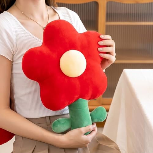 Image of Tickles Flower Soft Stuffed Plush Pillow Cushion for Kids Boys & Girls Birthday Gift Sofa Room Decor (Size: 30 cm Color: Red & Green)