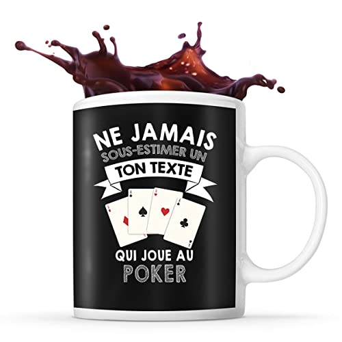Planetee Mug poker Prénom métier âge Personnalisable | Tasse drôle pour Joueur de Poker | idée cadeau anniversaire Noël fête des Pères