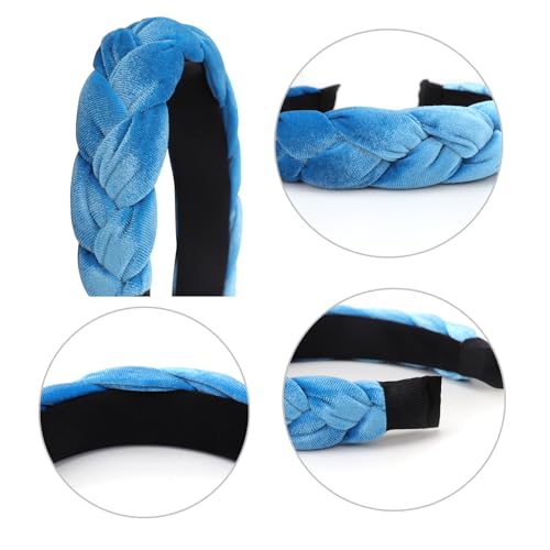 Image of DRESHOW Braided Headbands for Women Velvet Hair Hoop Elastic Criss Cross Hair Bands Accessories