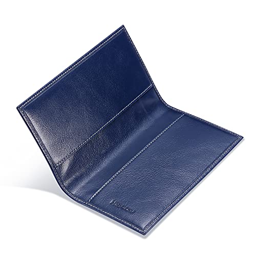 HISCOW Slim Leather Checkbook Cover for Personal Checks, Antiqued Blue by HISCOW - Image 8