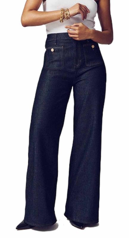 Oprah's Favorite - Tummy Control Sailor Wide Leg Trouser, Chiccurva Jeans, Wide Leg Cropped Denim Pants