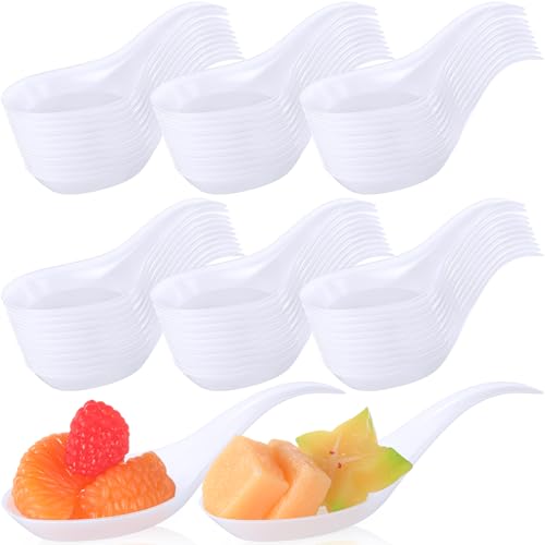 Gandeer 400 Pcs Appetizer Spoons,4. 7 x 1.2 Inch Disposable Mini Tasting Spoons Parties for Wedding, Bridal Shower,Tasting Spoon Bulk for Desserts,Soup, Sushi, Ice Cream (White)