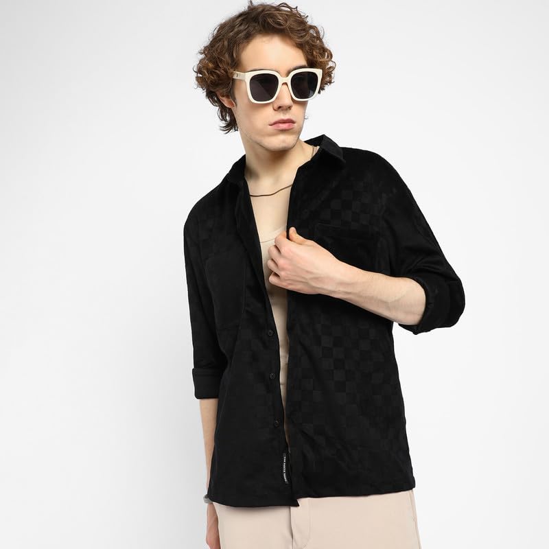 Image of CAHOOT Men's Shacket for Casual Wear | Spread Collar | Long Sleeve | Button Closure | Overshirt /Shacket Crafted with Comfort Fit for Everyday Wear
