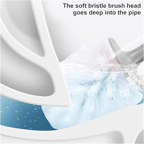 Image of Silicone Toilet Brush | Wall Mounted Toilet Cleaning Brushes |Brushes for Bathroom Cleaning Japanese Modern with Soft Bristle Can Also Be Wall Hanged.with Holder (Blue)