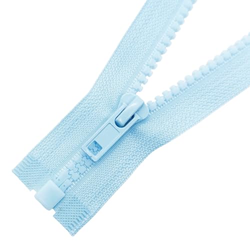 Image of MebuZip 2PCS #5 16 Inch Separating Jacket Zippers Resin Zipper Molded Plastic Zippers Bulk for Sewing Coat Jackets Clothes (Light Blue)