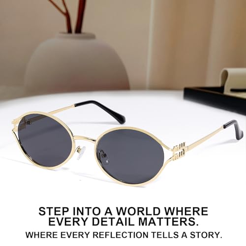 AICase Ozzy merch Retro Oval Sunglasses for Women Men Small 90s Metal Sun Glasses 2025 Trendy Chic Round Shades Cute Miu Designer Sunnies UV400 Protection_33