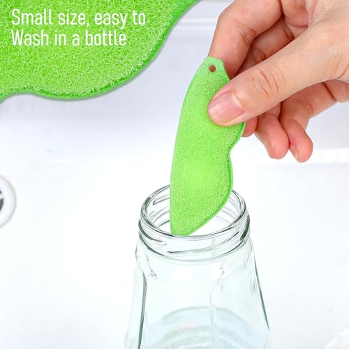 Image of 6 Pcs Magic Beans Bottle Cleaner Sponge Reusable Bean Shape Water Bottle Cleaning Sponge Green Heat Resistance Bottle Brush for Internal Cleaning of Small Mouth Cleaning Tools