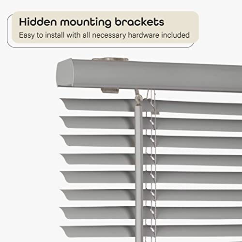 Image of Cordless Room Darkening Mini Blind - 29 Inch Width, 64 Inch Length, 1 inch Slat Size - Gray - Cordless GII Deluxe Sundown Horizontal Windows Blinds for Interior by Achim Home Decor