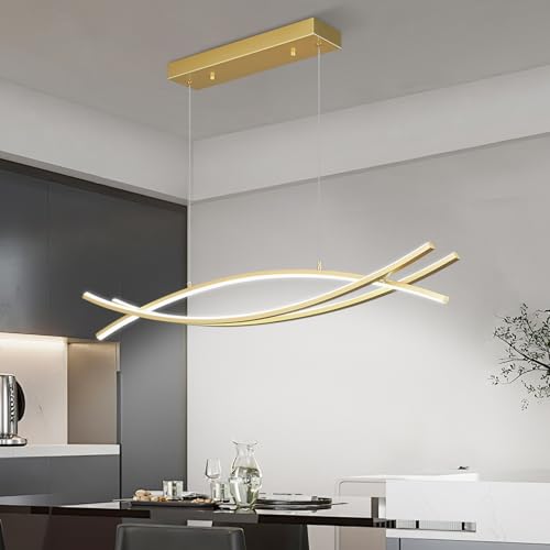 FDPBY Modern Gold LED Chandelier 6000K 28W dimmable Pendant Light