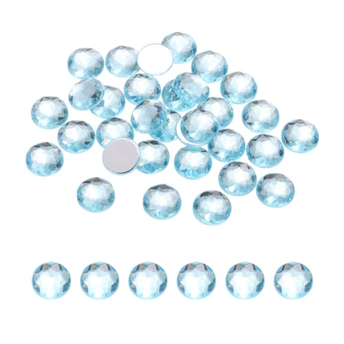 Image of MECCANIXITY Flat Back Round Acrylic Rhinestones,12mm Lake Blue Flatback Crystal Rhinestones for Crafts Clothes Shoes DIY Decoration Gifts 50Pcs