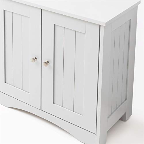 Timber Art Design UK Bathroom Sink Cabinet Bathroom Storage Cabinet Floor Under Basin with 2 Internal Shelves Freestanding Vanity Storage Cupboard Organiser Furniture, White (60 x 60 x 30 cm) - Image 4